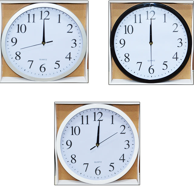 WALL CLOCK BLACK/WHITE/SILVER 12 WALL CLOCK BLACK/WHITE/SILVER 12